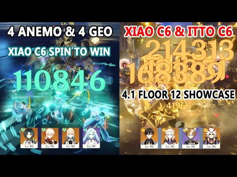 Xiao C6 4 Anemo & Itto C6 4 Geo Destroy 4.1 Floor 12 - Xiao Spin to Win Old Style Showcase