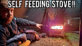 Hot Tent Rain Camping with new wood pellet burning stove.