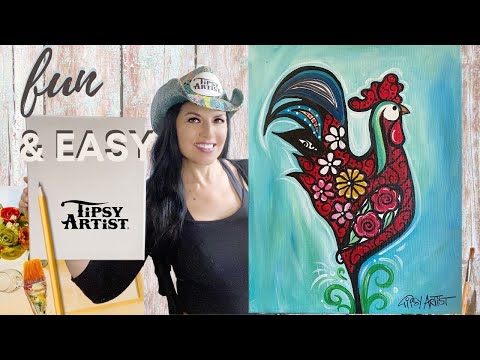 How to Paint a Rosy Rooster with the Tipsy Artist Painting Kit