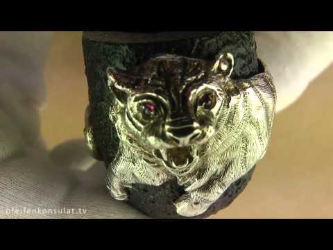 Dunhill Tiger Pipe Sterling Silver with Ruby eyes made 2006 oFi. 4681 @ Pfeifenkonsulat.at