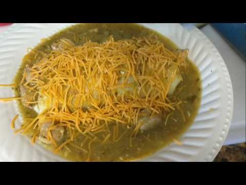 Green chili smothered burrito with pork.