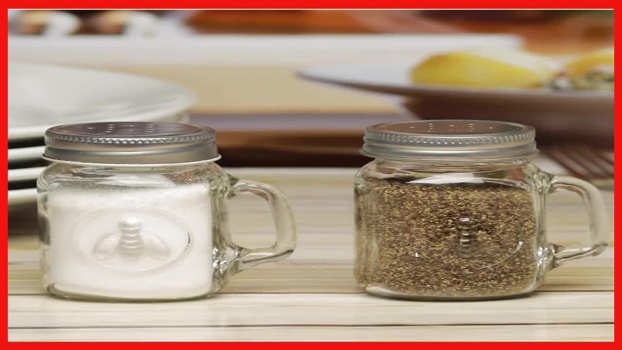 Watch video Great product - Circleware Honey Bee Mason Jar Mug Salt and Pepper Shakers with Glass Handles and M Now Great product - Circleware Honey Bee Mason Jar Mug Salt and Pepper Shakers with Glass Handles and M