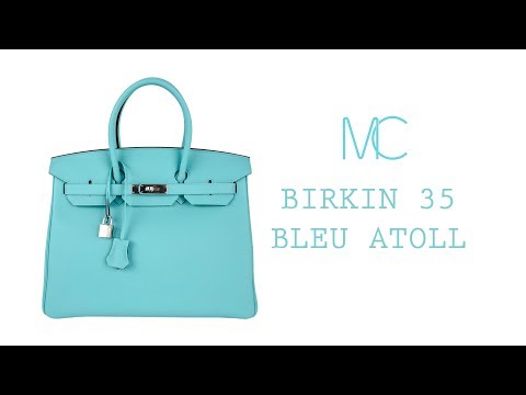 Hermes Birkin 35 Bag Fresh Blue Atoll Togo Palladium Hardware • MIGHTYCHIC •