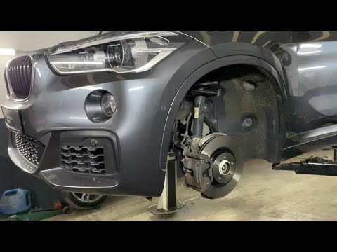 BMW X1 F48 FRONT BRAKE DISKS AND PADS REPLACEMENT DIY HOW TO CHANGE BRAKES BMW X1 F48 XDrive