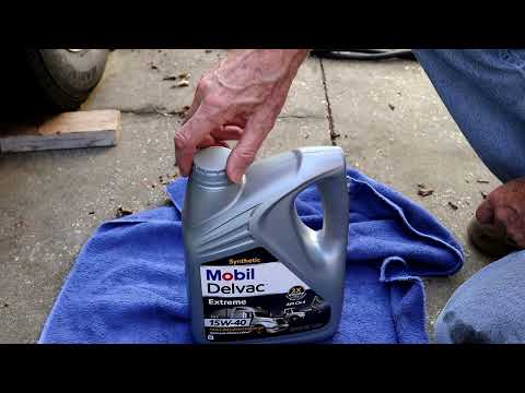 How to open an oil jug and new Mobil Delvac Synthetic.