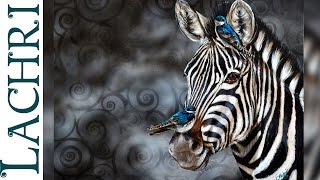 Speed Painting zebra in acrylic - Time Lapse Demo by Lachri