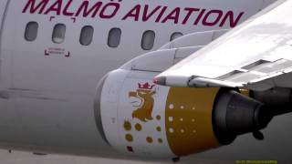 preview picture of video 'Malmö Aviation Avro Regional Jet RJ100 SE-DSV pushback takeoff Berlin Tegel airport - Special flight'