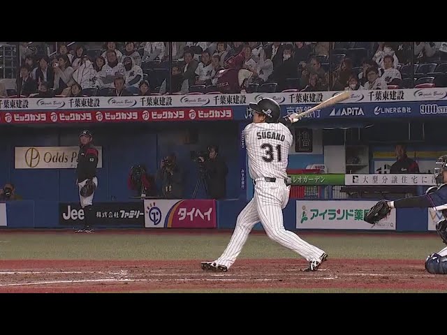 【1回裏】マリーンズ・菅野 走者一掃のタイムリー3ベースで一気に逆転!! 2018/4/11 M-L