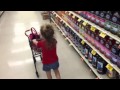 Little Girl Kid Shopping With Little Mini Cart At Food Lion Grocery Store Customer In Training