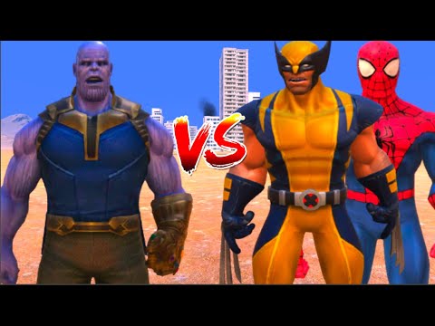 100 Thanos vs 1000 Wolverine and 1000 spider man (Marvel vs Marvel)
