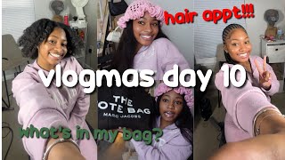 vlogmas day 10 | feed-in braids appointment & what's in my final exam bag!