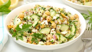 Chickpea, Cucumber & Feta Salad | Protein Packed Meal Prep Recipe by The Domestic Geek