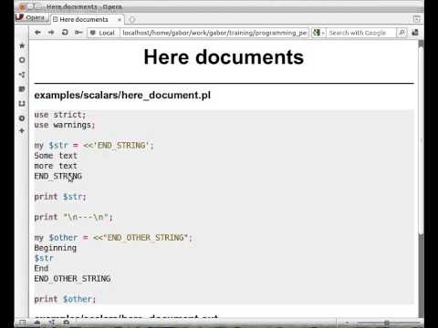 Beginner Perl Maven tutorial: 2.20 - here documents