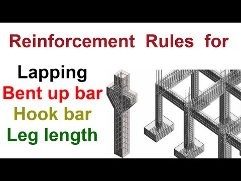 Regras importantes de reforço para comprimento de sobreposição || Barra dobrada || Barra de gancho || Comprimento da perna