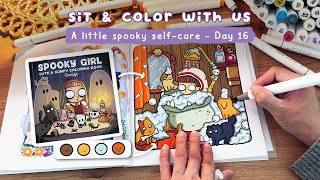 Relaxing Coloring ASMR: Spooky Bath Time | Spooky Girl | Sit & Color With Us (Day 16)
