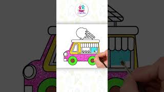 Desenho de Van de Sorvete Colorido #shorts #desenhofácil #aprenderadesenhar #chikiartbrazil