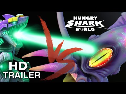 Mecha Sharkjira vs Colossal Squid Battle 4 (Trailer) - Hungry Shark World 10th