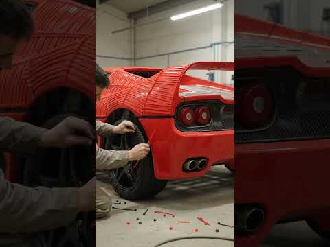 Ferrari F50 Made From Hundreds of Cable Ties! 🤯🏎️ #Ferrari #FerrariF50 #CarTok #CustomCar #CarArt