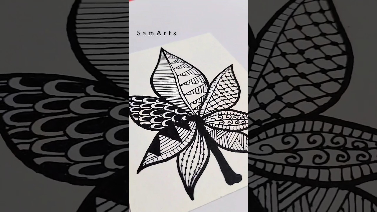 Zentangle Leaf #shorts #zentangle #zenart #art #drawing | SamArts-27
