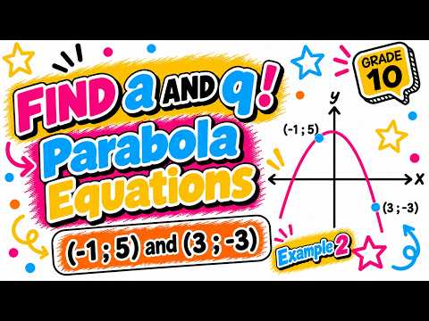 Parabola | Equation of a parabola Example 2 | Find a and q | Grade 10 Maths | CAPS