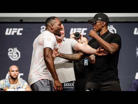 Derek Brunson vs. Israel Adesanya UFC 25th Anniversary Press Conference Staredown - MMA Fighting