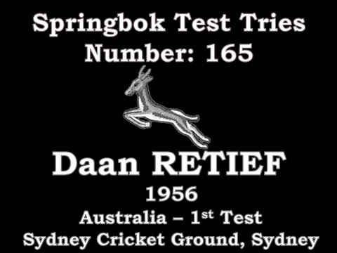 Daan Retief - Springbok Tries vs Australia 1956 1st Test Sydney Cricket Ground (Test Try 165)