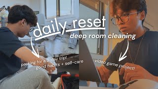 cozy daily reset vlog 🌼🌱// room deep-cleaning, self-care, good habits + packing for a trip!
