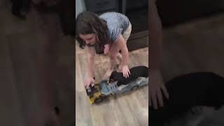 Adelynn giving Polly🐾 a ride.my friend, Tiffany filming😂