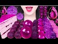 ASMR VIOLET FOOD *DIAMOND JELLO, PURPLE JELLO BALL, FROZEN BOBA 보라 다이아몬드 젤리, 얼린 보바 먹방 JANE ASMR 제인