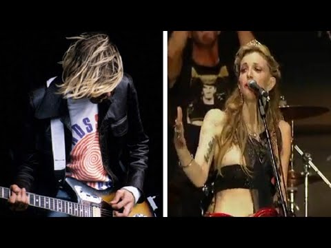 Guy In Crowd Holds Up Kurt Cobain Poster - Courtney Love FLIPS OUT!