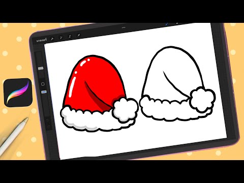 How to draw a simple cartoon Christmas hat สอนวาดรูปหมวกคริสต์มาสการ์ตูนแบบง่ายๆ
