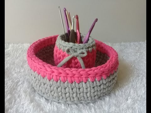 How to crochet basket with kilim thread in an easy way for beginners