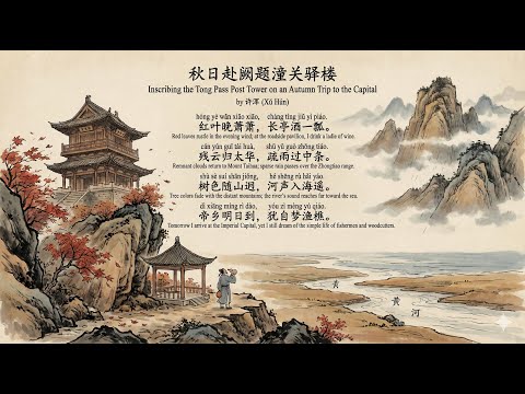 Qiū Rì Fù Què Tí Tóng Guān Yì Lóu 秋日赴阙题潼关驿楼 Inscribing the Tong Pass Post Tower on an Autumn Trip to the Capital