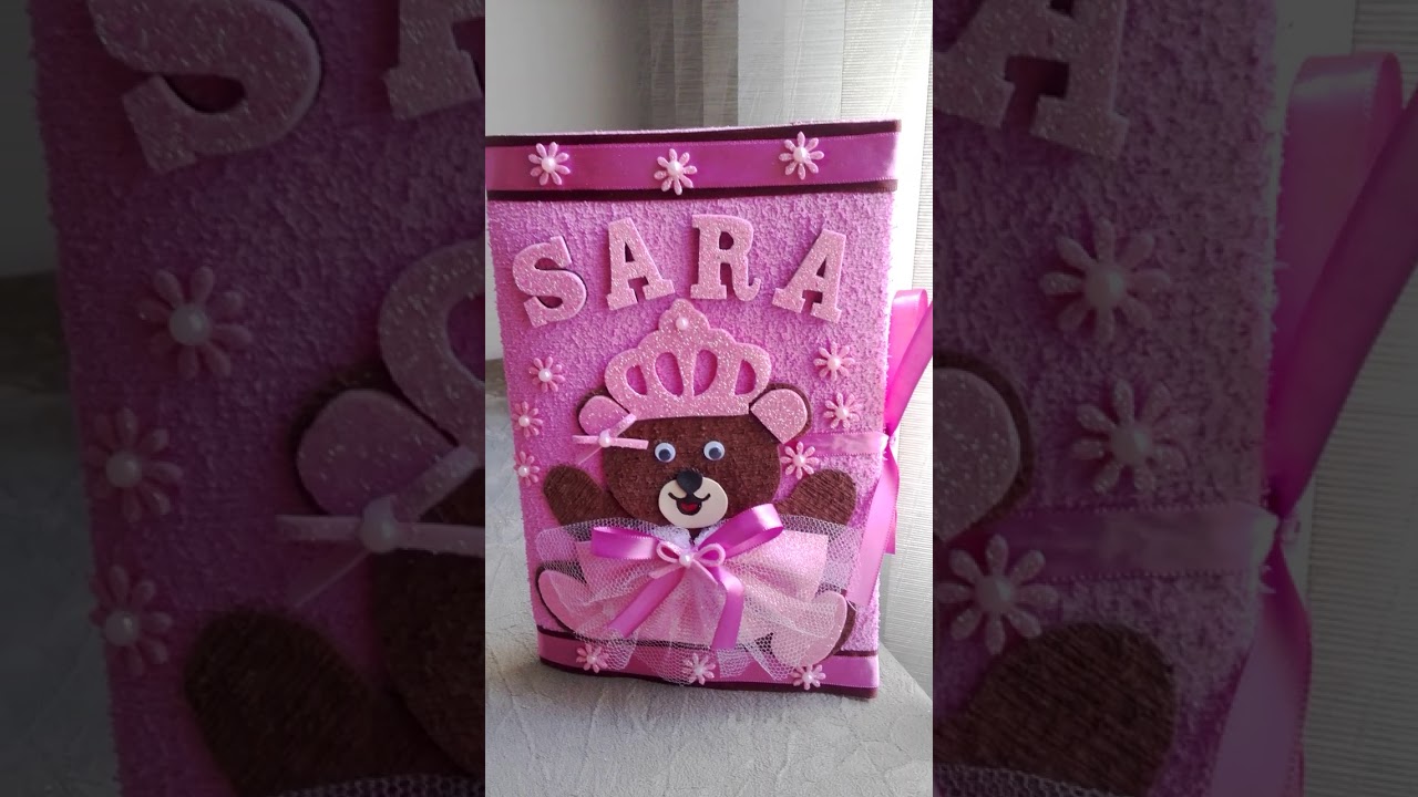 Capa para caderneta de vacinação em eva com tema Princesa ursinha