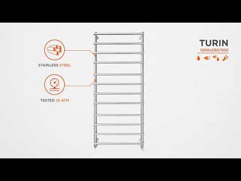 Водяна рушникосушарка Mario Турин 1.1.4514.01.Р (4820111354290, 1200x530, хром/білий глянець/чорний матовий)