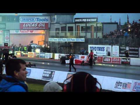 Top Fuel Quali 2 Mikael Kagered vs. Jari Halinen -  FIA & FIM European Finals Santa Pod