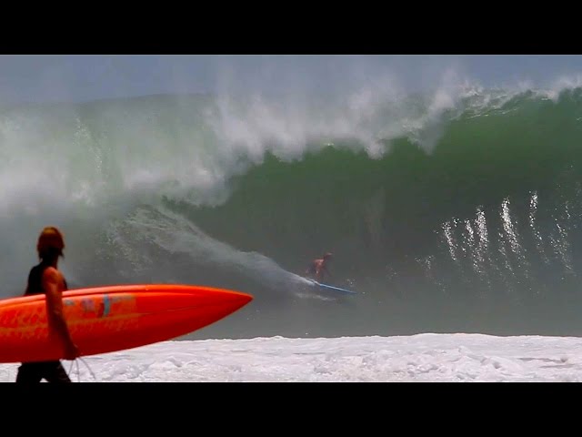 Surfing massive waves in Puerto Escondido