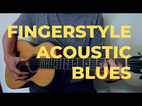 Fingerstyle acoustic blues guitar lesson | Beginner finger picking in E
