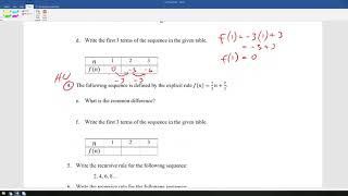 Algebra Unit 3 Study Guide Functions and Sequences