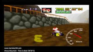 Mario Kart 64 - Time Trials - Choco Mountain Flap 00'39"41 King D Rank [N64 PAL]