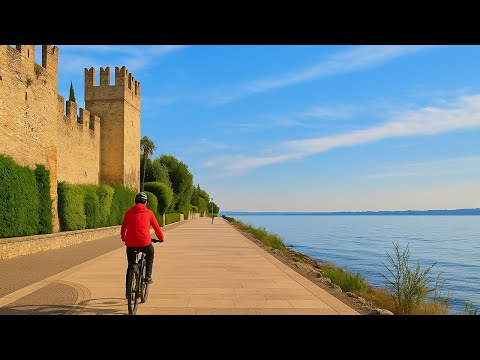 Italy’s Most Beautiful Promenade Ride 🌊 | Lake Garda Coastal Bike Tour | 4K Ambient Cycling