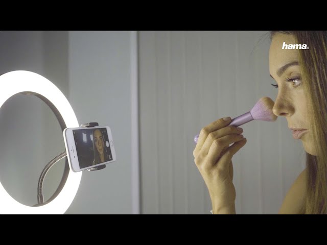 Hama SpotLight FoldUp 102 Aro de Luz LED con Soporte de Smartphone Negro video