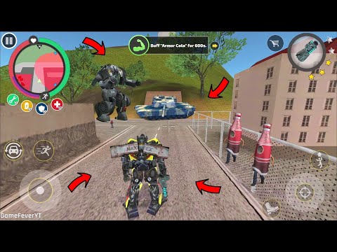 Rope Hero Vice Town - (Transformer Monster Truck Fight Army Tank) Car Robot in Power Cave - HD
