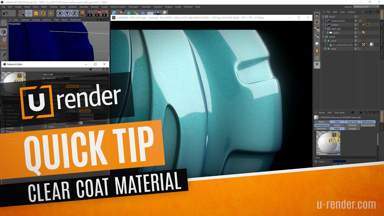 Clearcoat Material - U-RENDER Quick Tip