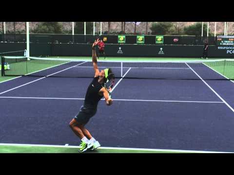 Rafa Nadal on practice court at Indian Wells 2015