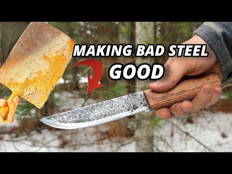Making a HARDENED STEEL KNIFE from soft SCRAP METAL | Making High Carbon Steel
