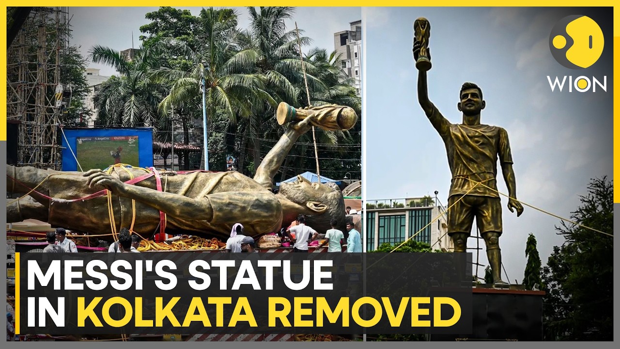 Kolkata's Giant Messi Statue Removed After Safety Concerns Over Strong Winds | WION
