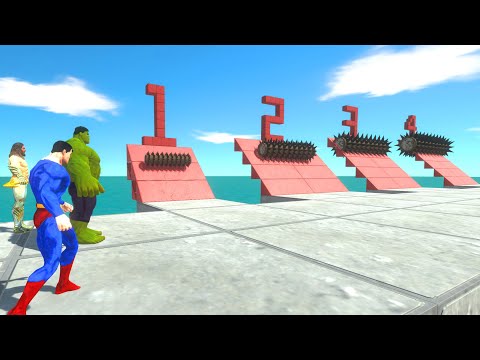 Who Can Outrun the Growing Wooden Spike Trap - Superheroes vs Creepy Monsters