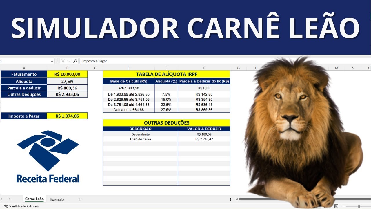 Simulador Carnê Leão no Excel  [Como Calcular Carnê Leão no Excel]