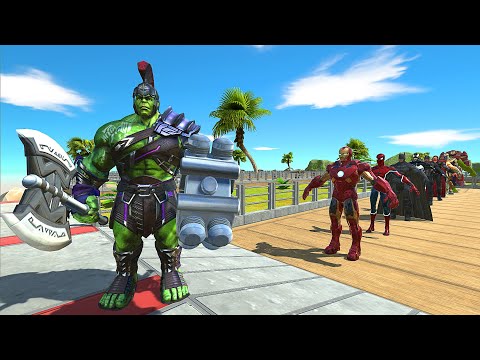Hulk Warrior Oasis Death Run vs Marvel Dc Comics - Animal Revolt Battle Simulator
